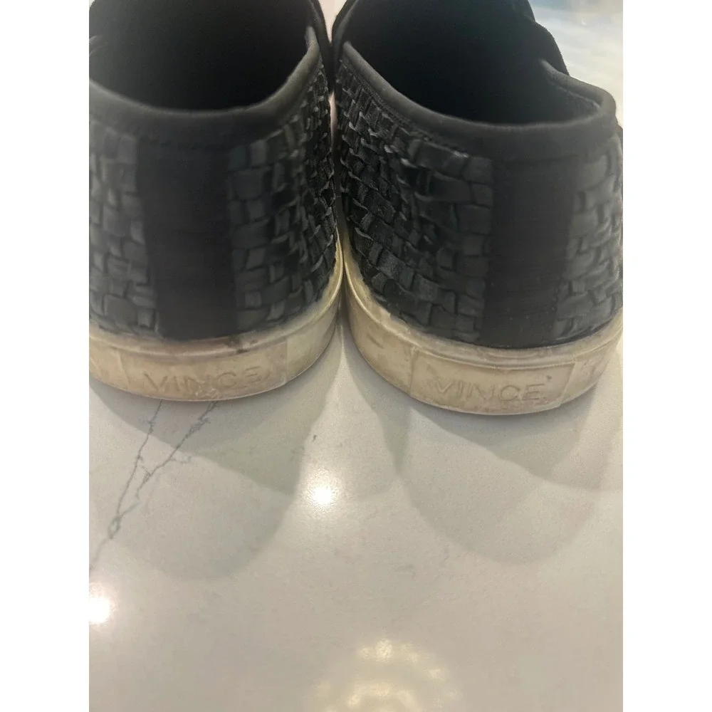 Vince Slip On Sneakers Black Woven Leather Low Top Blair Shoes
